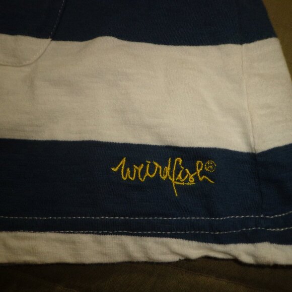 NWOT wf Weird Fish Wear The Weekend Scoop Neck Top 12 Stripes Blue/Wht Long Roll - Picture 9 of 12